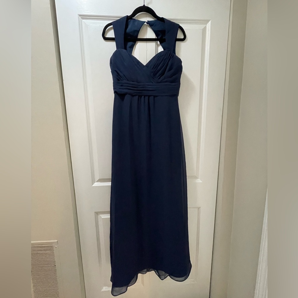 EUC Alexia Designs Size 10 Dark Blue Formal Floor Length Dress Open Back